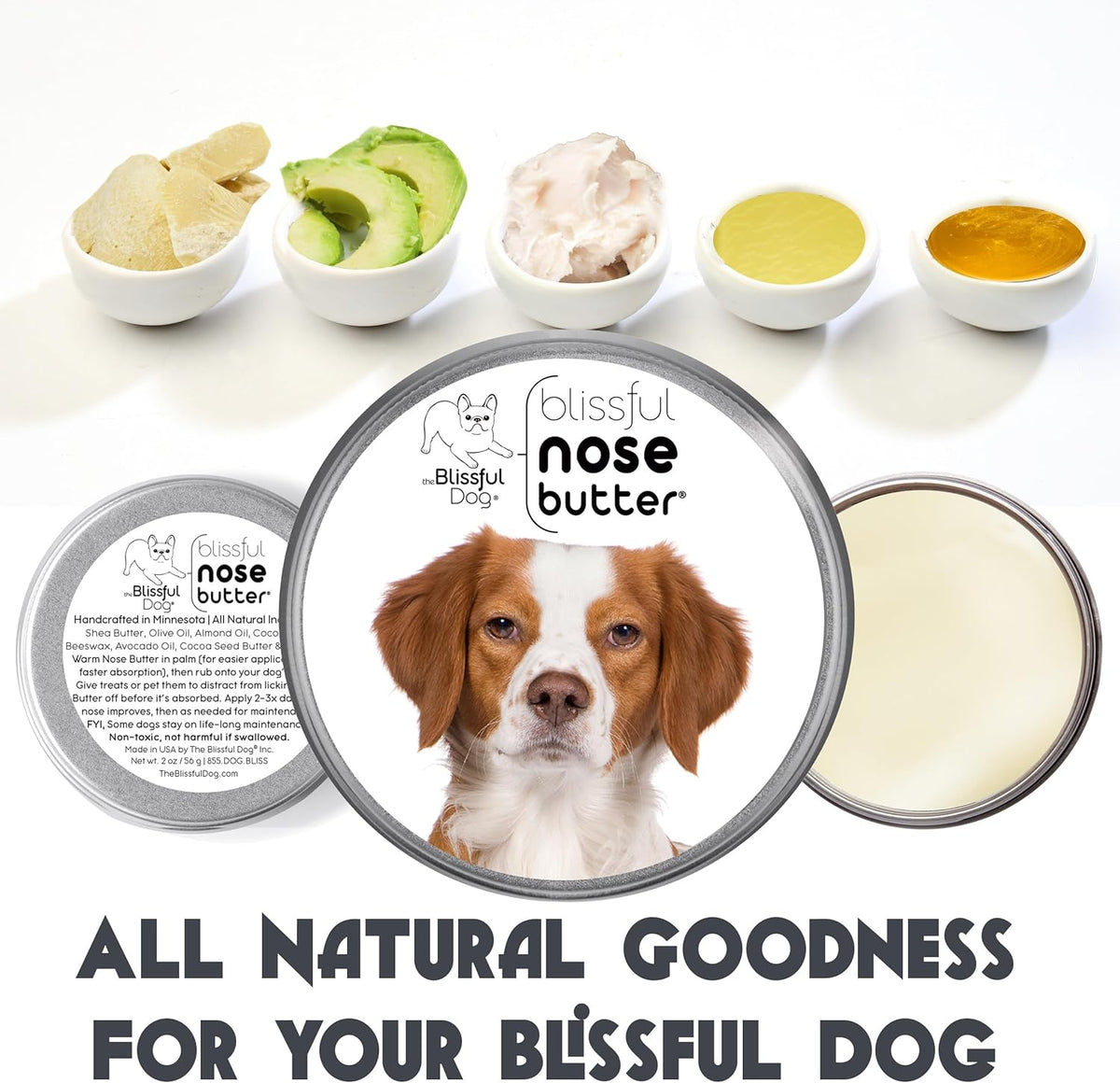 The Blissful Dog Brittany Spaniel Nose Butter for Dry, Cracked Skin, Lick-Safe Dog Nose Balm with