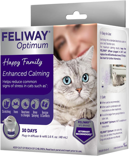 FELIWAY® Optimum 30 Day Cat Calming Plug In Pheromone Diffuser Starter Kit, 48ml - Helps Reduce