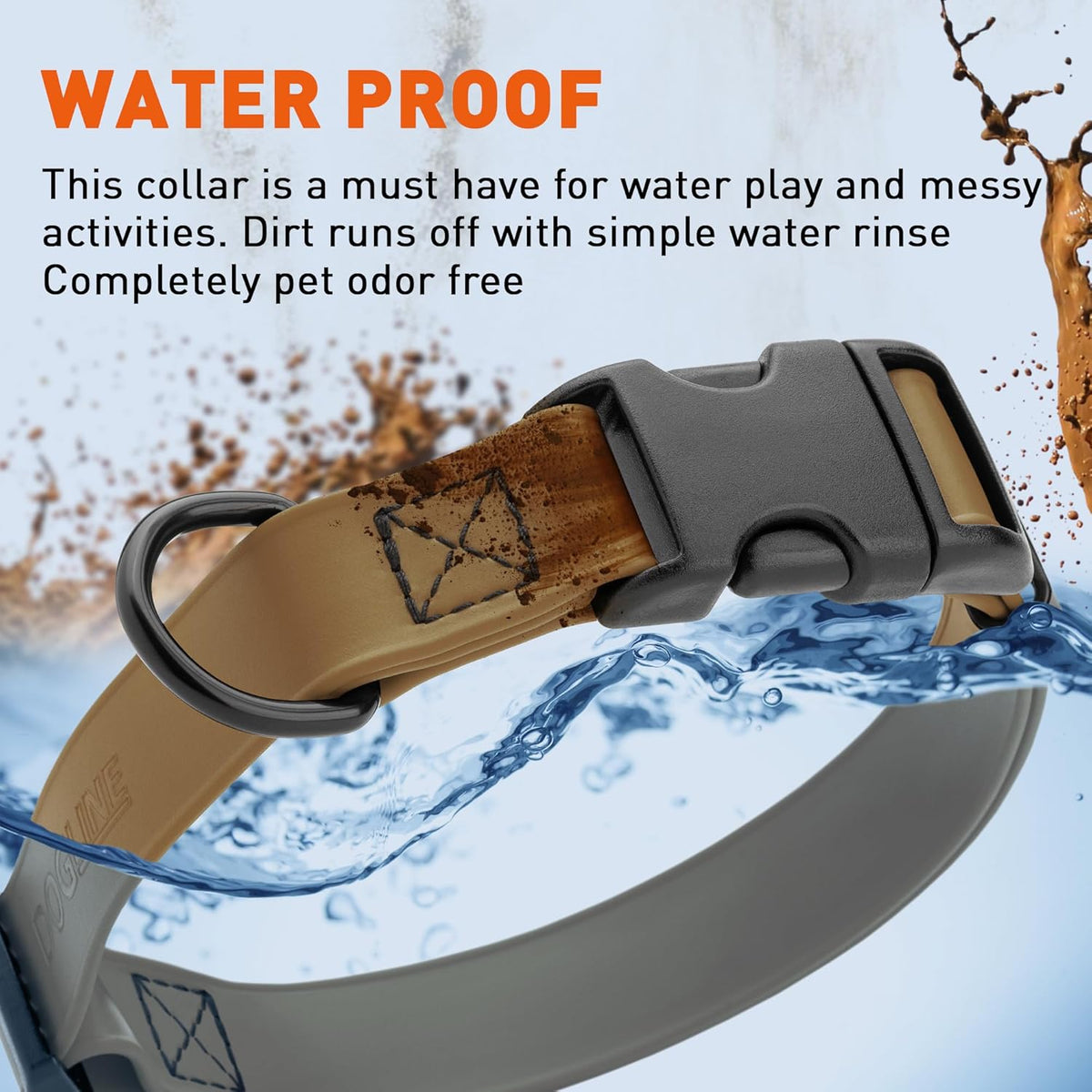 Dogline Biothane Waterproof Dog Collar with Quick Release Buckle Strong Coated Nylon Webbing with