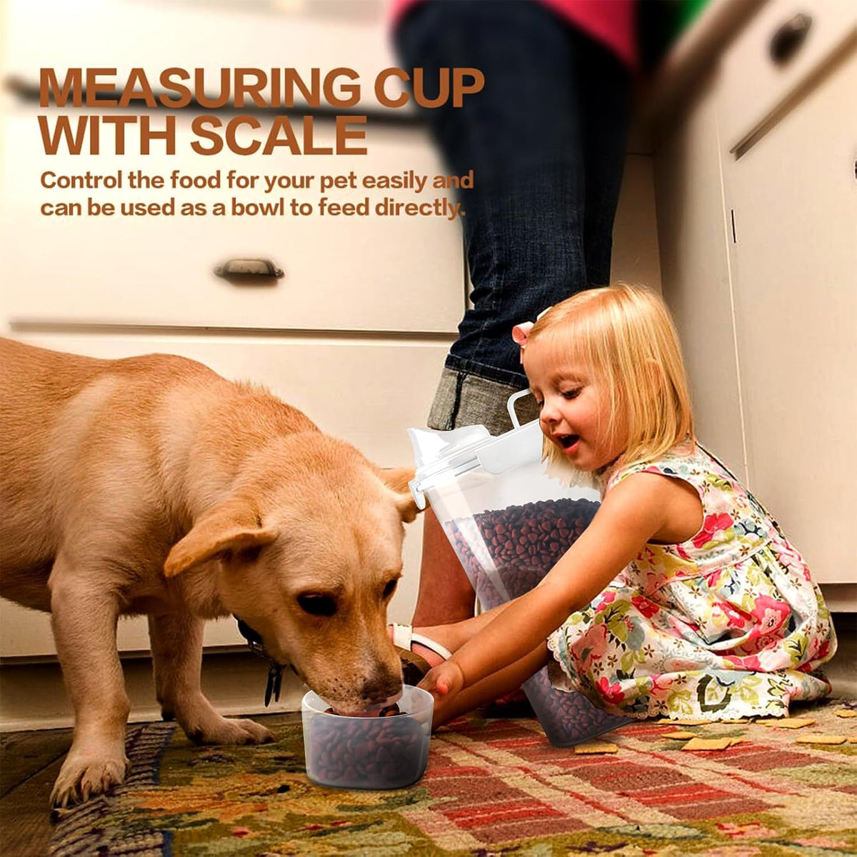 Dog Food Storage Container, 5-7 Lbs Airtight Pet Food Container, Cat food Container Dispenser with
