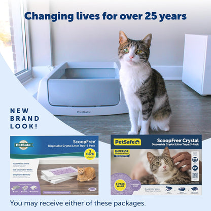 PetSafe ScoopFree Disposable Crystal Cat Litter Tray - Easy Cleaning Box - Refill Tray for Electric
