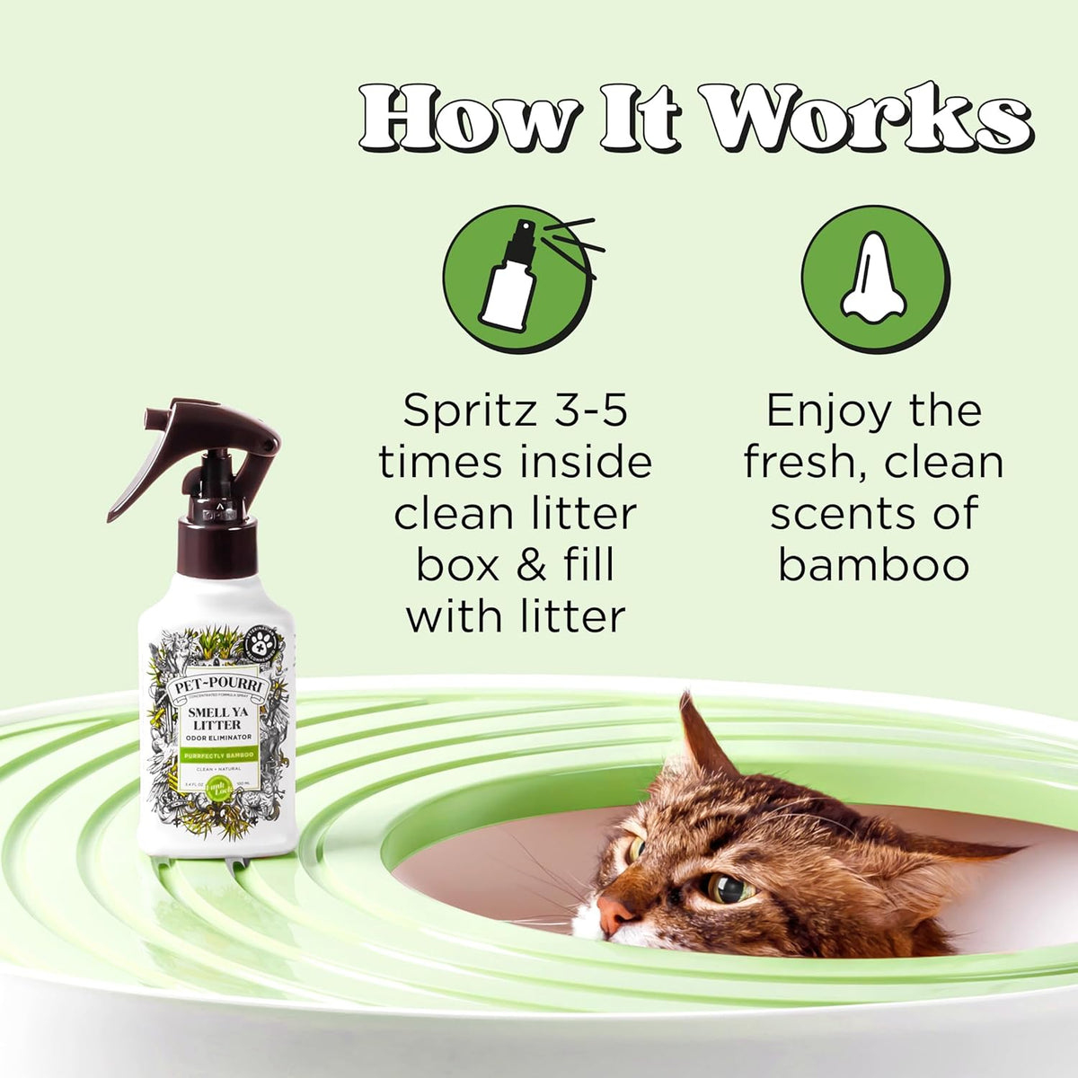 Pet-Pourri Smell Ya Litter Cat Litter Deodorizer Spray, 3.4 Fl Oz, Up to 170 Uses, Pet Odor Remover