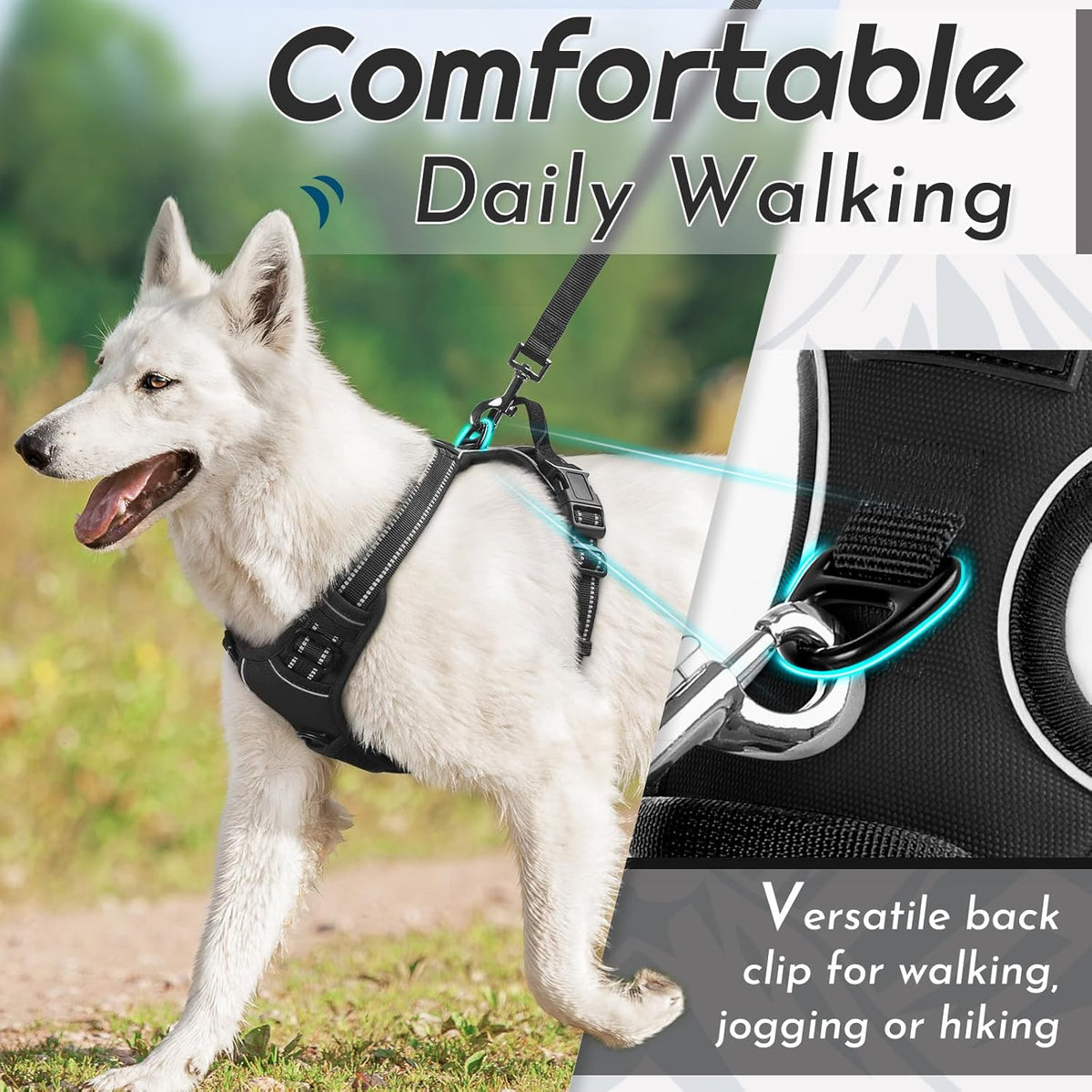 Eagloo Dog Harness Small Sized Dog, No Pull Service Vest with Reflective Strips and Control Handle