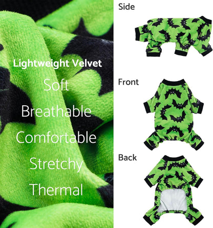 Fitwarm Halloween Bat Dog Pajamas, Funny Costumes for Small Dogs Boy Girl, Pet Outfit, Lime Green