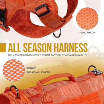 OneTigris Mesh Design Tactical No Pull Dog Harness for Large Dogs, Breathable Service Dog Vest