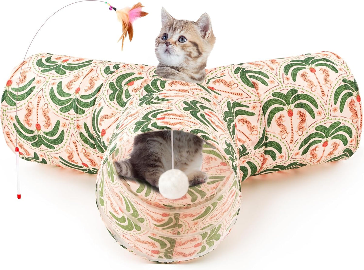 Tempcore Pet Cat Tunnel Tube Cat Toys 3 Way Collapsible, Cat Tunnels for Indoor Cats，Kitty Tunnel
