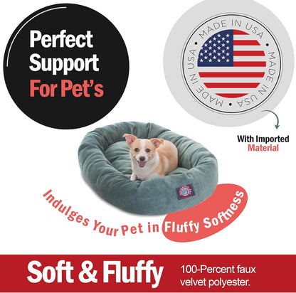 Majestic Pet 32 Inch Micro Velvet Calming Dog Bed Washable 32x23x7 (inch) – Cozy Soft Round Donut