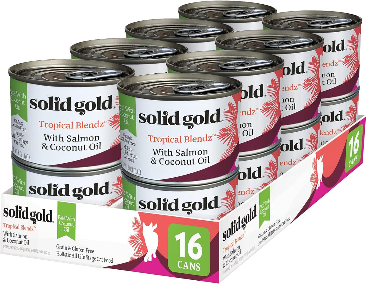 Solid Gold Tropical Blendz Salmon Pate in Coconut Oil - Nutrient-Rich Wet Cat Food for All Life