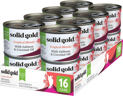 Solid Gold Tropical Blendz Salmon Pate in Coconut Oil - Nutrient-Rich Wet Cat Food for All Life