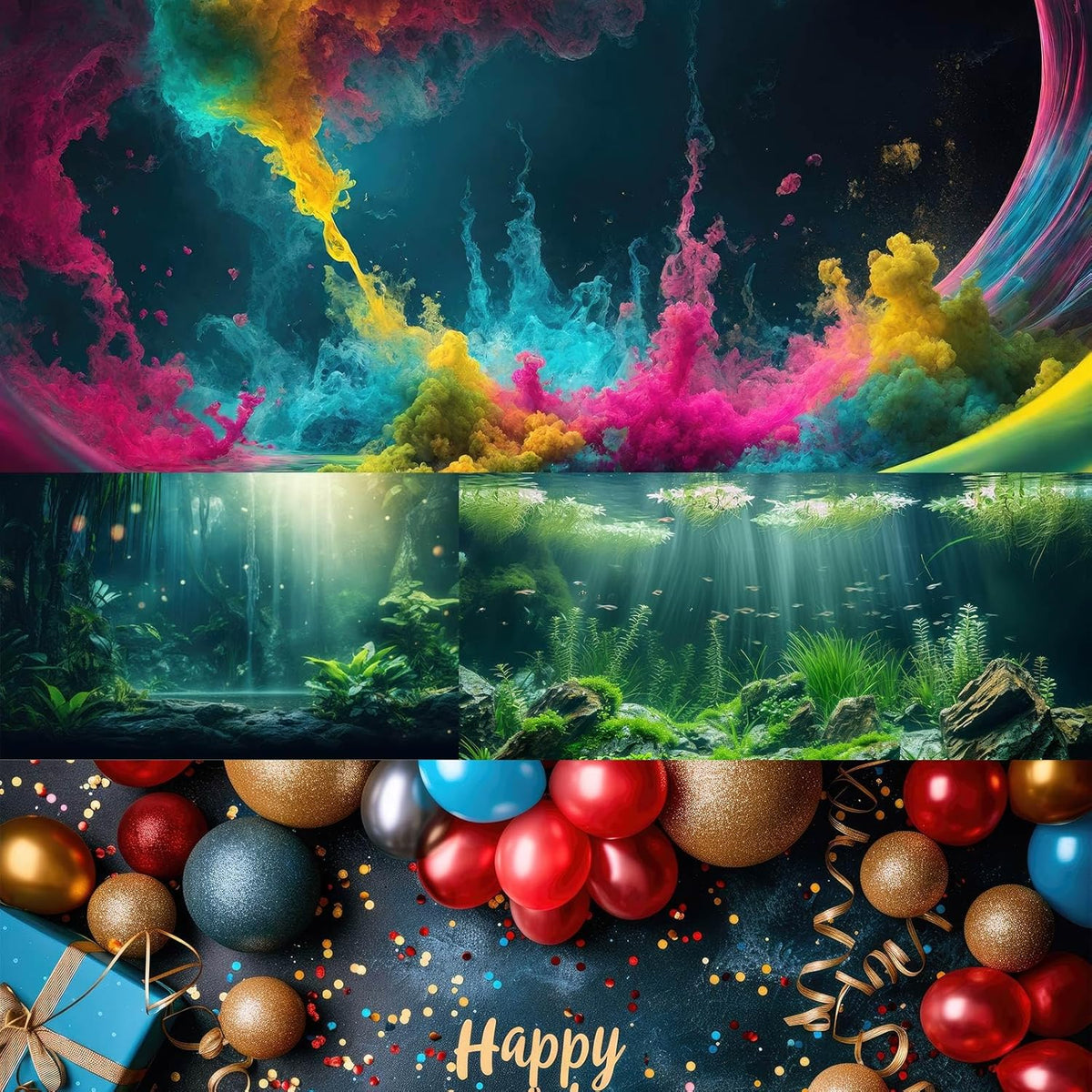 Fantasy Forest Aquarium Background Mysterious Plants Abstract Mushrooms Cartoon Style Forest
