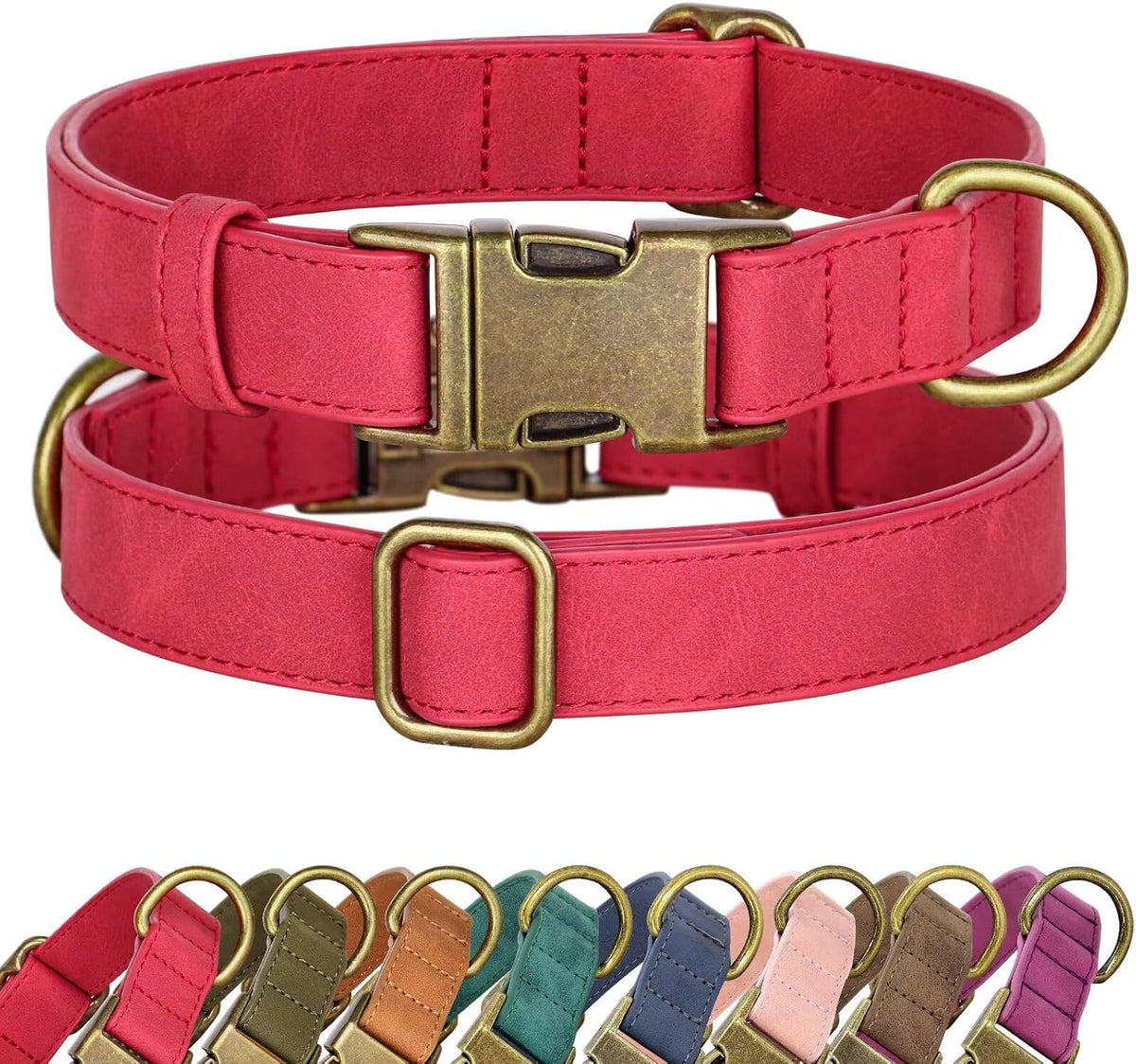 Didog Soft PU Leather Dog Collar, Stylish Quick Released Dog Collars for Large Dogs, Easy Clean