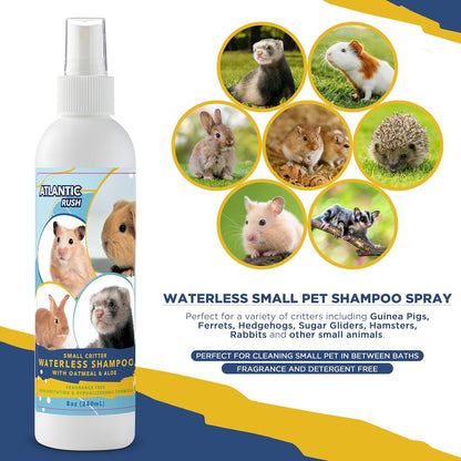 Waterless Shampoo for Small Critters - 8oz Fragrance Free, Cruelty Free Dry Shampoo - No Rinse for