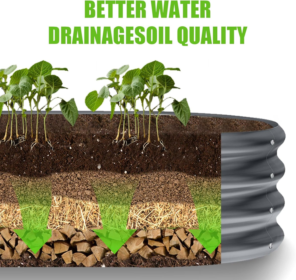 Land Guard 8×2×1ft Galvanized Raised Garden Bed Kit, 108 Gallon Capacity Raised Garden Boxes