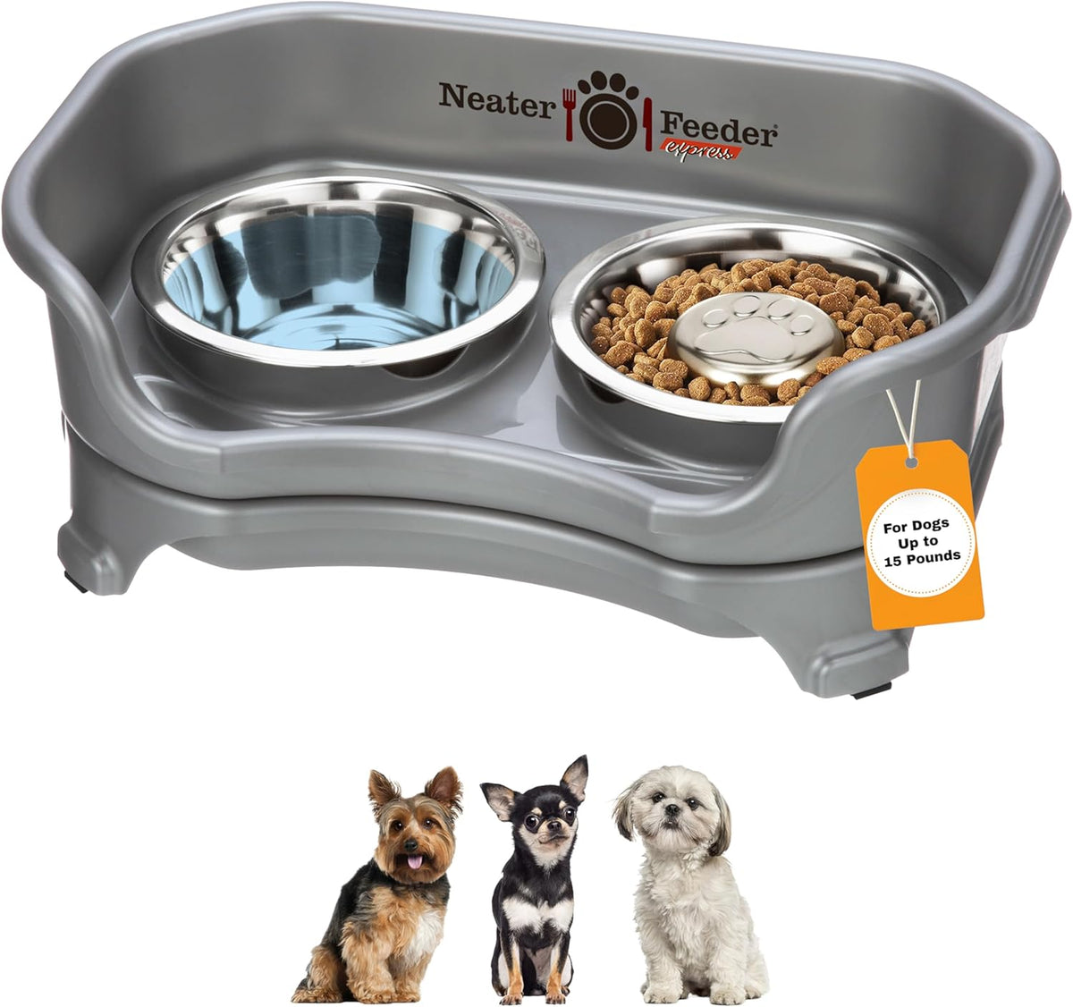 Neater Feeder Express Mess Proof Dog Bowls Elevated for Small Breed – Made in USA – No Spill Raised