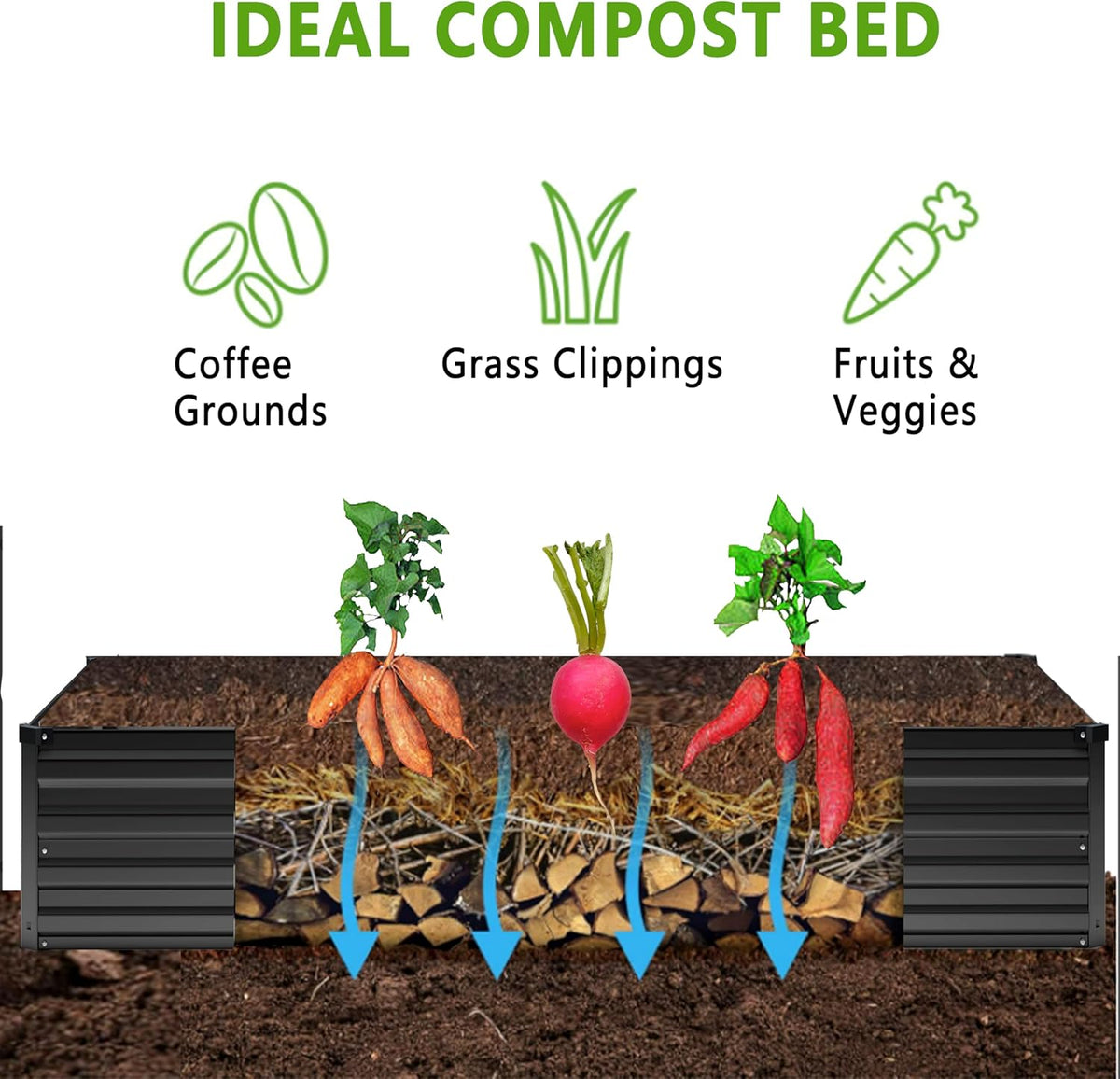 MGNO 2pcs 12x4x1FT Galvanized Raised Garden Bed-Outdoor Planter Box for Vegetables-Metal Garden