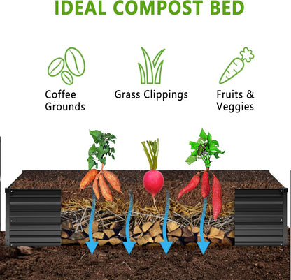 MGNO 2pcs 12x4x1FT Galvanized Raised Garden Bed-Outdoor Planter Box for Vegetables-Metal Garden