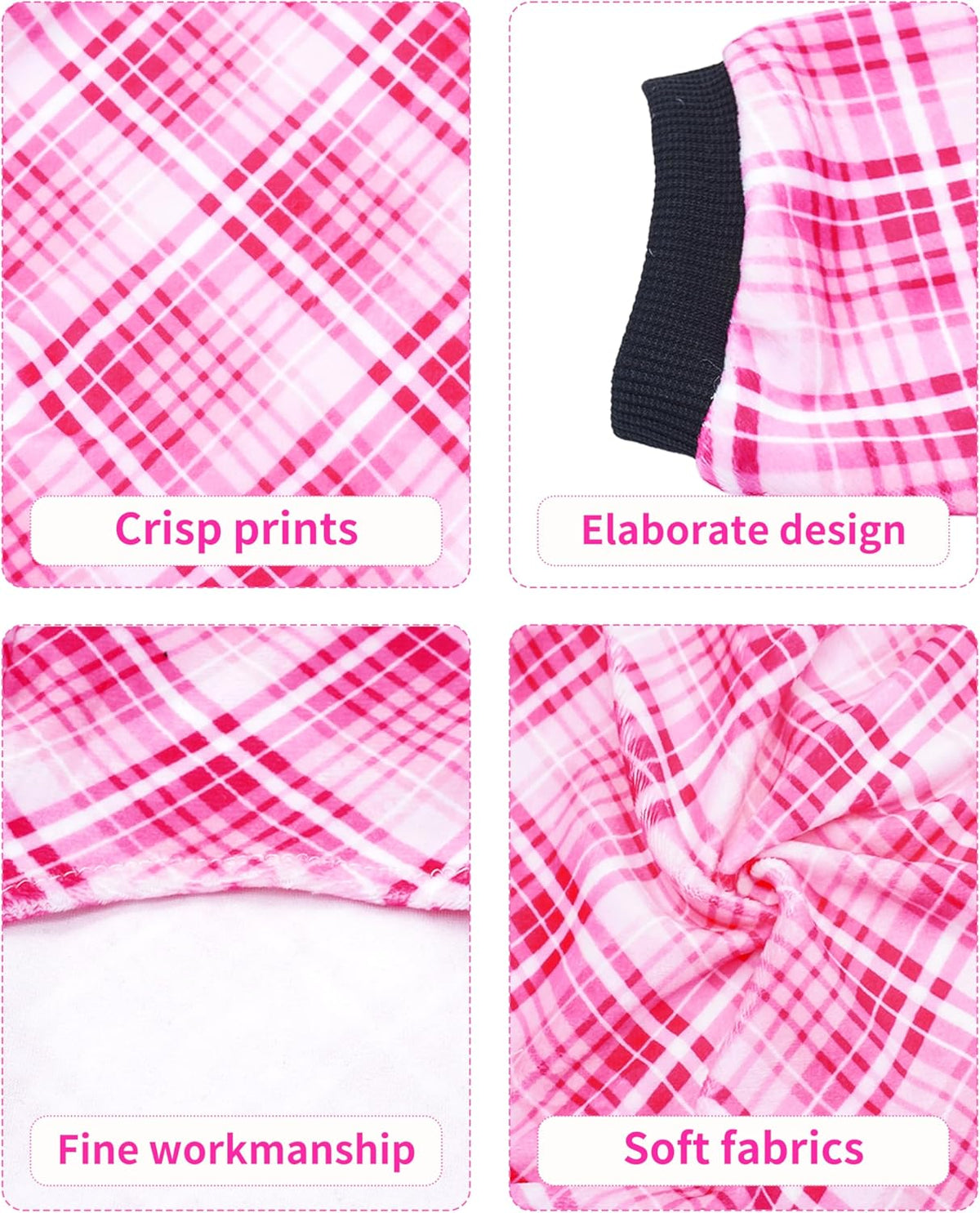 PET SHOW 4 Pack Small Dog Pajamas Cute Paw Bone Clothes for Medium Dogs Soft Stretchy PJs Plaid