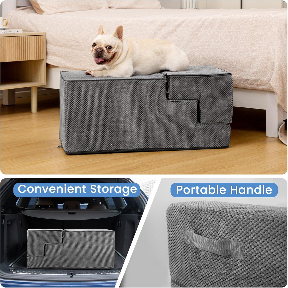 Dog Stairs for High Bed 22.6" H,5-Step Dog Steps for Small Dogs and Cats,Indoor Non-Slip Balanced