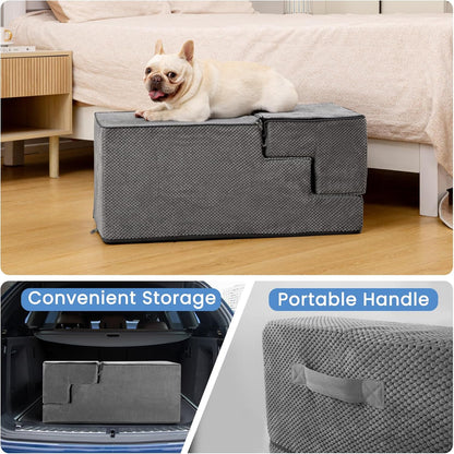 Dog Stairs for High Bed 22.6" H,5-Step Dog Steps for Small Dogs and Cats,Indoor Non-Slip Balanced