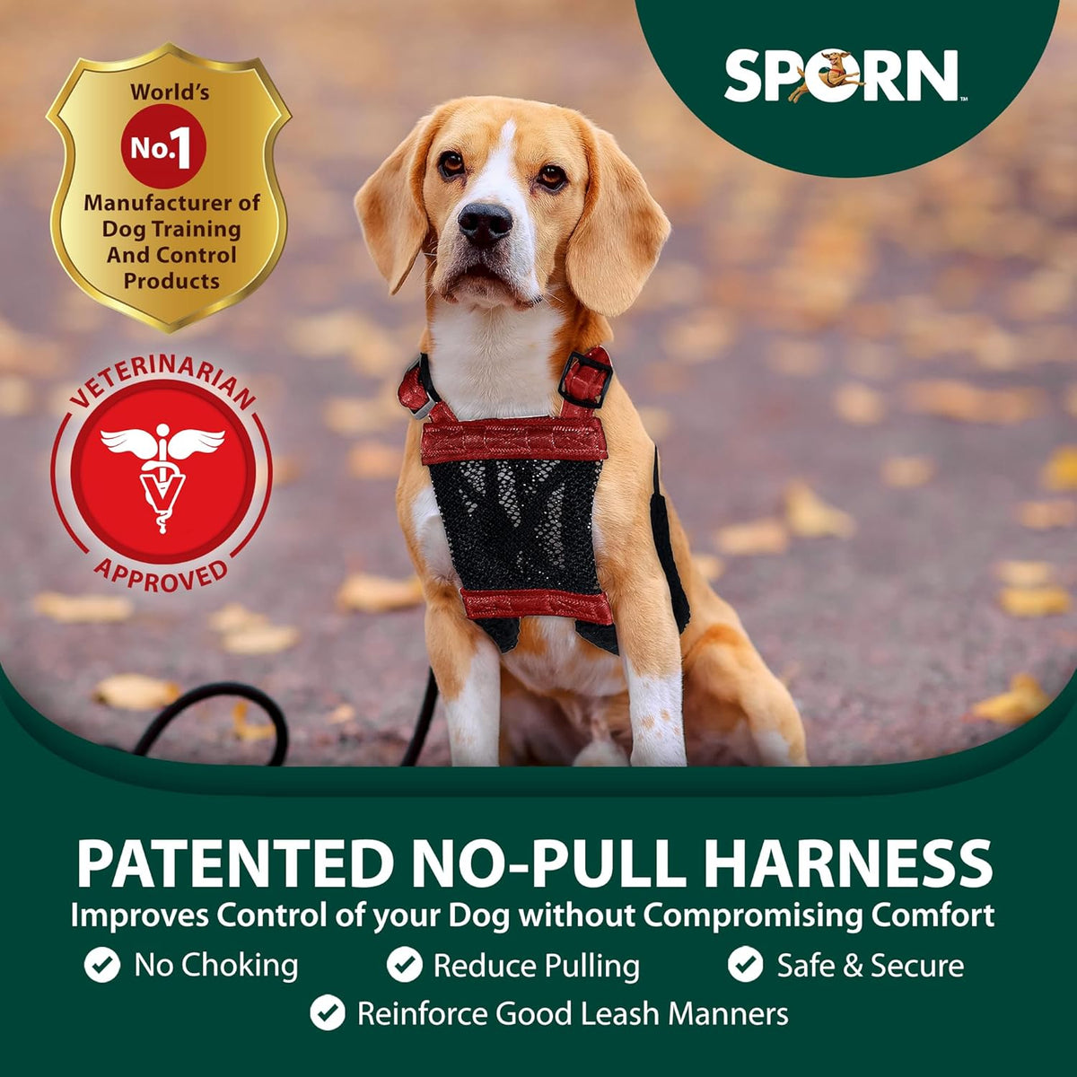 Sporn No Pull Dog Harness for Medium-Sized Dog - Red Mesh, Durable Nylon, Breathable, Adjustable