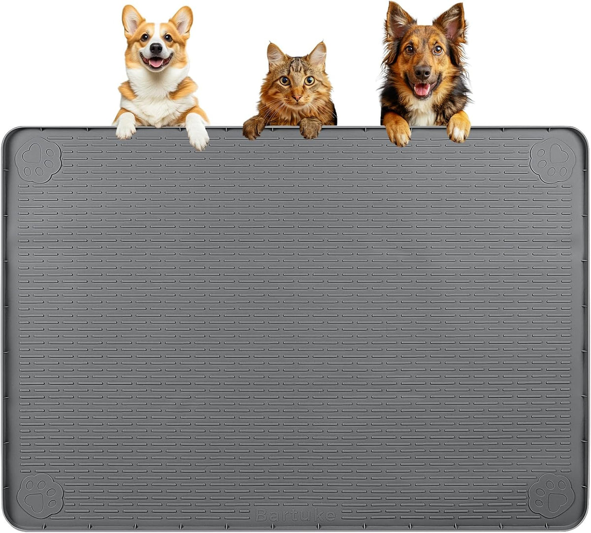 Dog Food Mat, Extra Large 40" x 28" Silicone Pet Feeding Mat with Raised Edge Pet Placemat for
