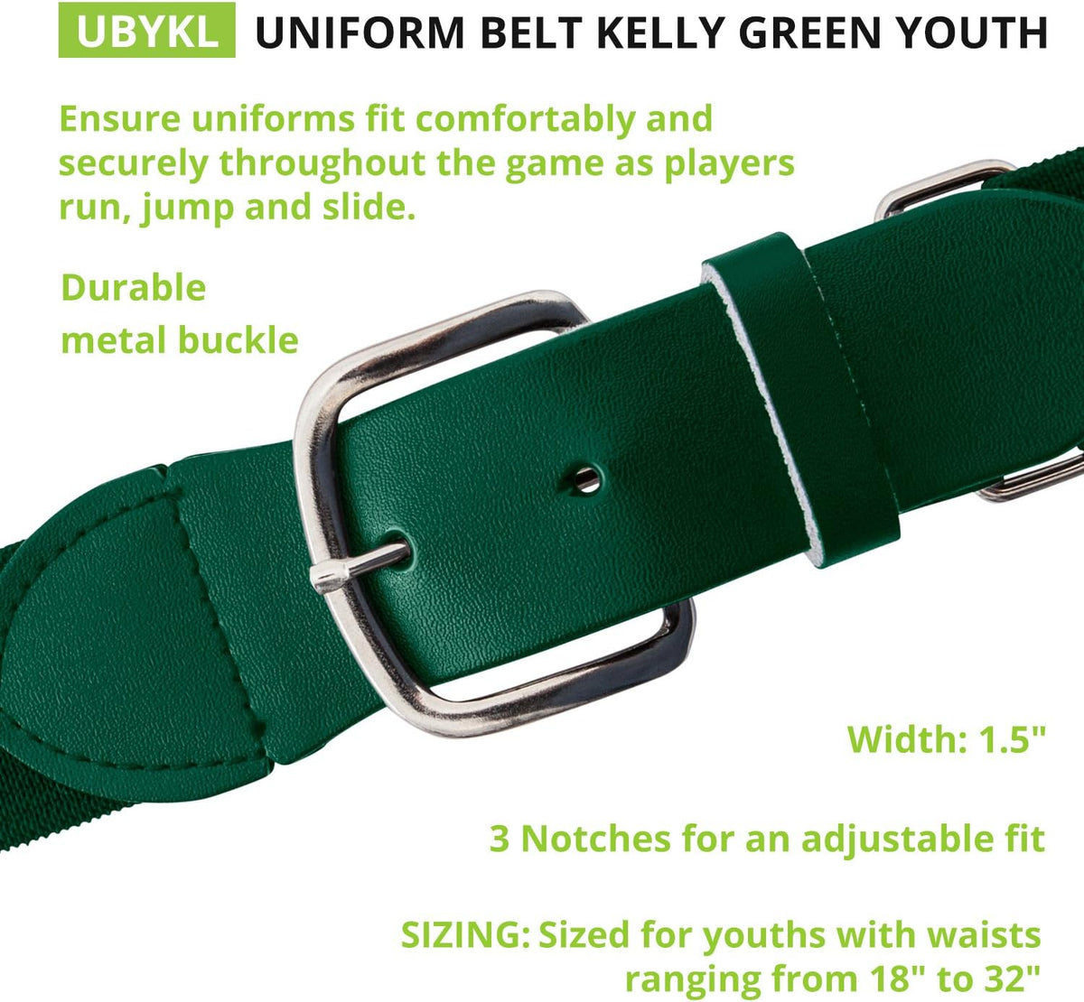 Champion Sports Baseball/Softball Uniform Belt, Comfort Stretch Fit Durable Syntex Tab - Youth &