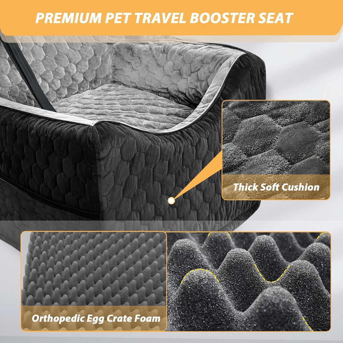 Dog Car Seat for Small/Medium Dogs, Memory Foam Dog Booster Seat, Travel Safety Per Car Seat with