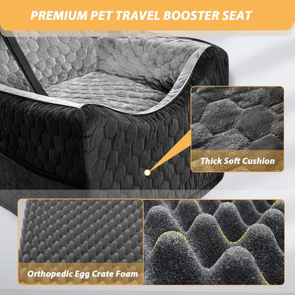 Dog Car Seat for Small/Medium Dogs, Memory Foam Dog Booster Seat, Travel Safety Per Car Seat with