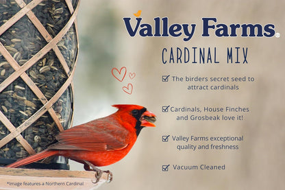 Valley Farms Cardinal Mix (10 LB) Wild Bird Food for Outside Feeders, Cardinal Bird Seed with Black