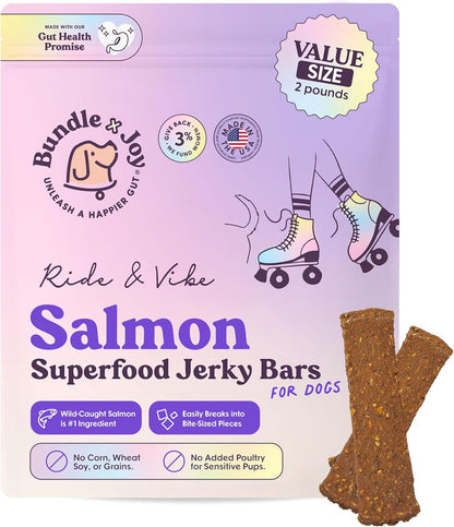 Bundle x Joy Superfood Dog Treats Salmon, Chicken or Beef Jerky Bars - Dog Treats for Snacks and