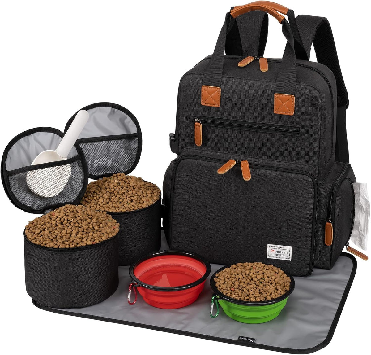 Modoker Dog Travel Bag, Airline Approved Backpack for Pet Accessories Organizer, Tote Weekend Bag