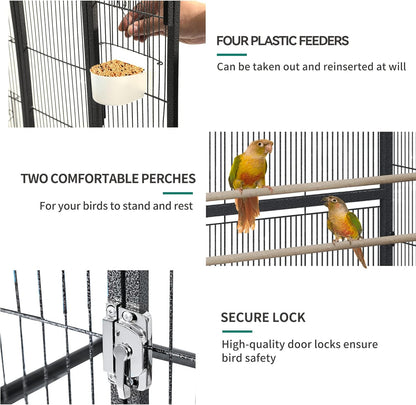 YITAHOME 53.9 inches Metal Bird Cage for Parakeets: Large Parrot Cages with Seed Catcher & Birdcage