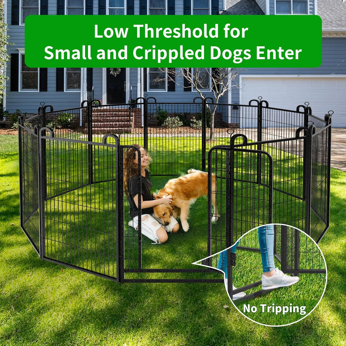 Dog Playpen Outdoor 16 Panels Heavy Duty Dog Fence 47" Height Anti-Rust with Doors Portable for RV