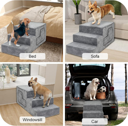 Dog Stairs for Small Dogs 23” H, 5-Step Dog Steps for High Bed, High-Density Foam Pet Stairs with