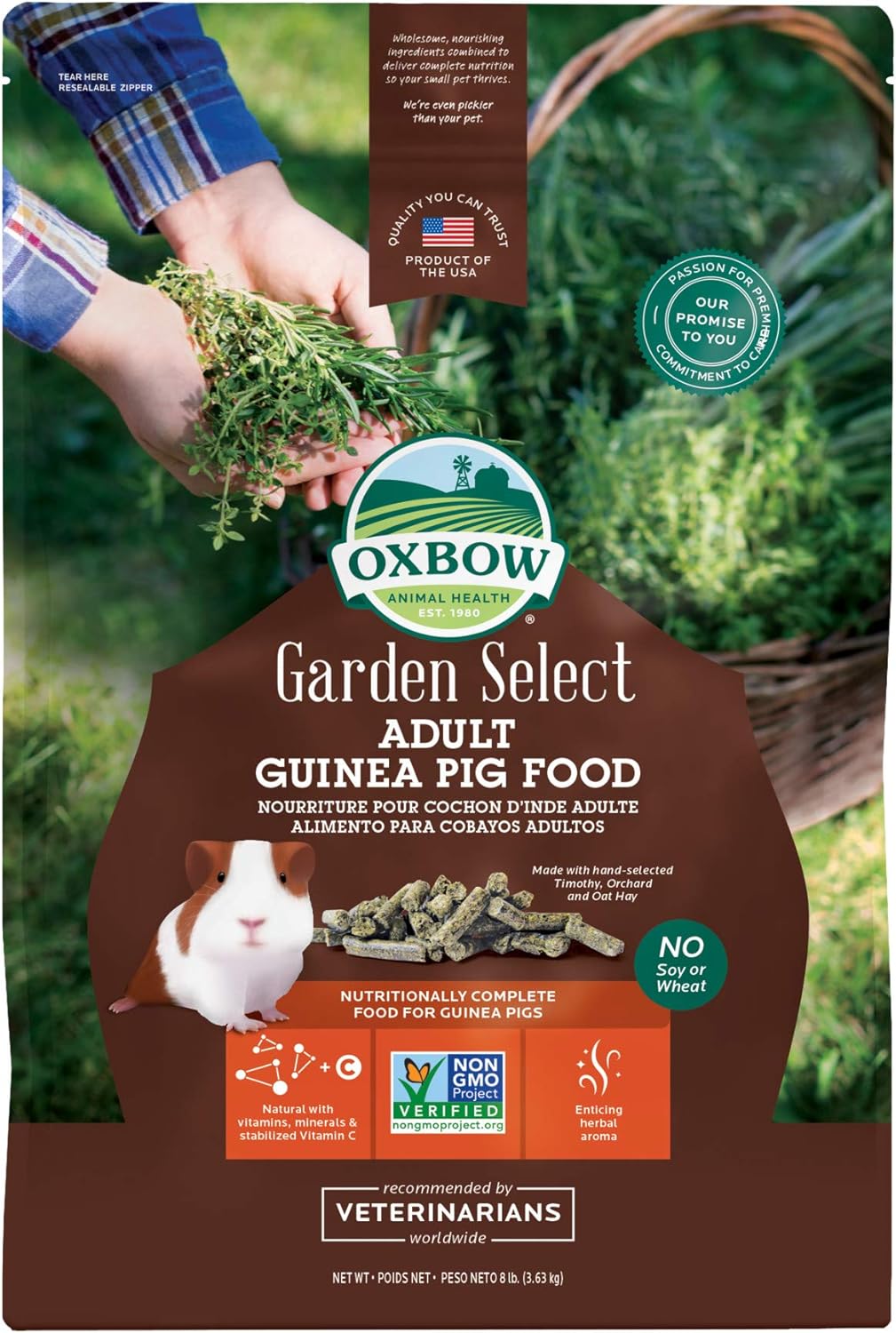 Oxbow Garden Select Guinea Pig Food, Adult, Made Timothy Hay for Guinea Pig, Pet Food Pellets with