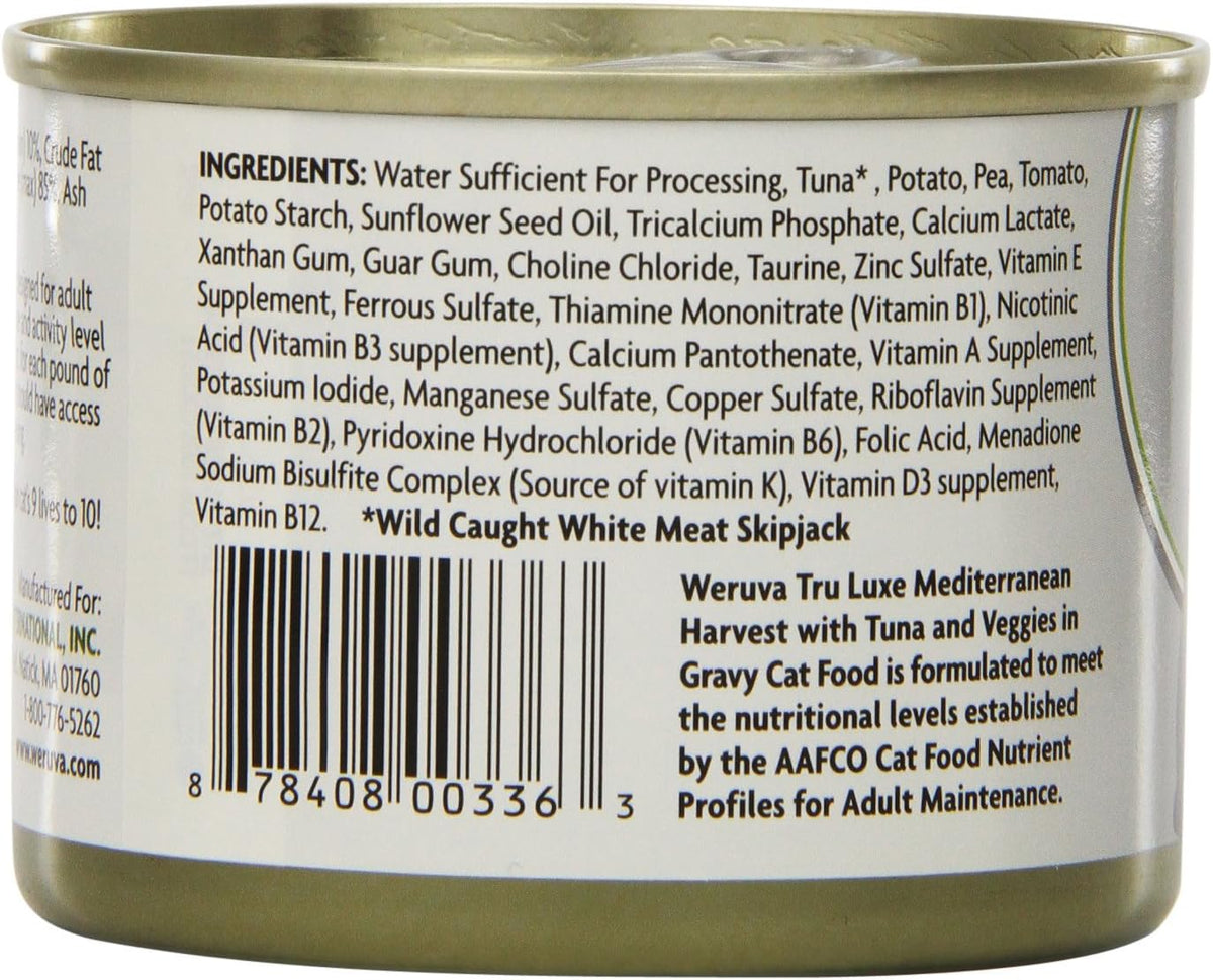 Weruva TruLuxe Cat Food, Mediterranean Harvest with Tuna Whole Meat & Veggies in Gravy, 6oz (Pack