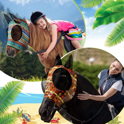 Qualirey12 Pieces Horse Fly Mask Bulk Comfortable Elasticity Mask for Horses with Ears Net UV
