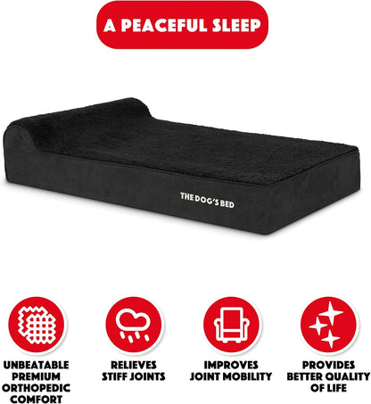 The Dog’s Bed Orthopedic Headrest Dog Bed XL Black Plush 46x28, Memory Foam, Pain Relief for