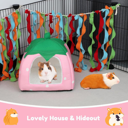 BWOGUE Guinea Pig House Bed Cozy Hamster Cave Large Hideout for Dwarf Rabbits Hedgehog Bearded