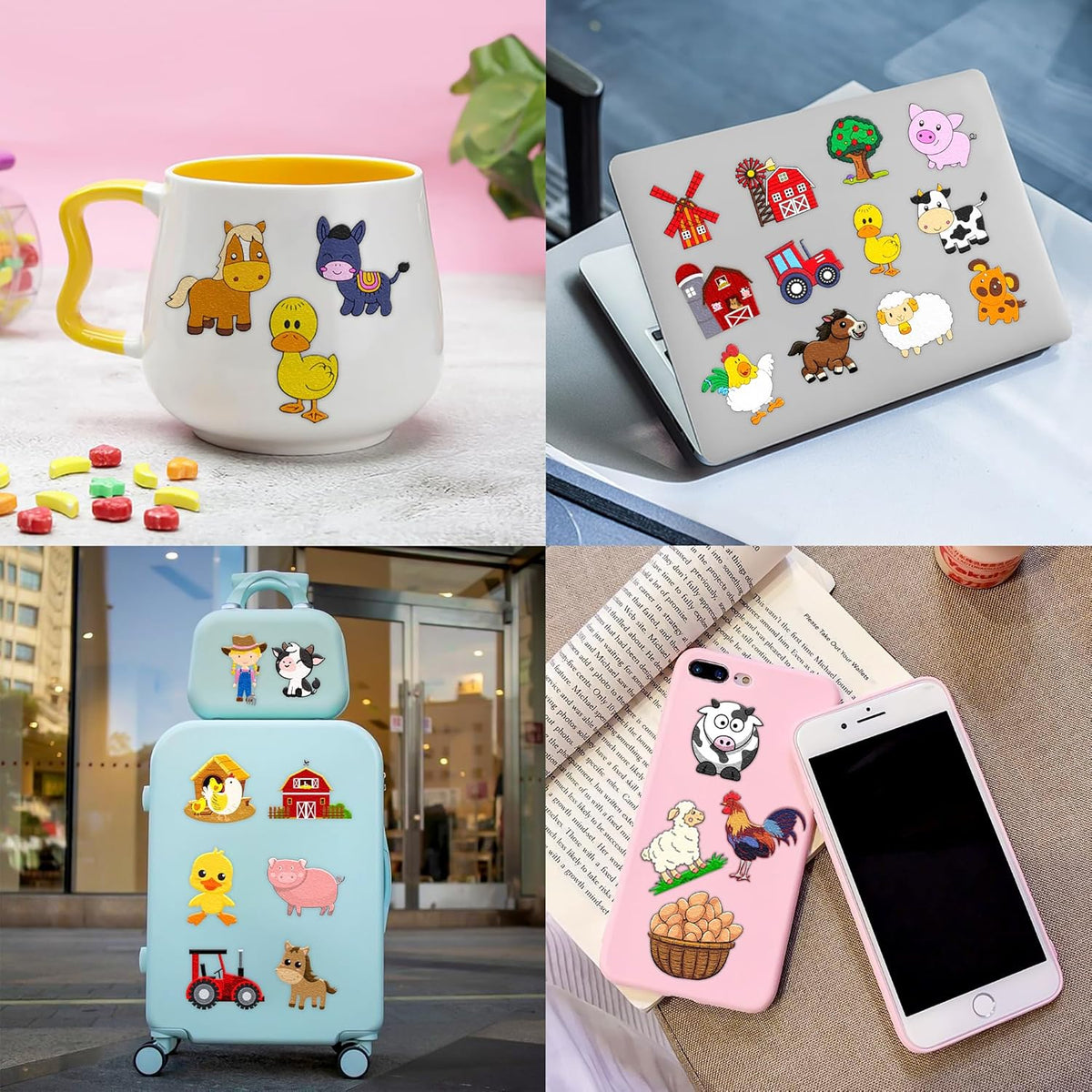 72 PCS Farm Barnyard Animal Pre-Cut Temporary Tattoos Sticker Birthday Decorations Party Supplies