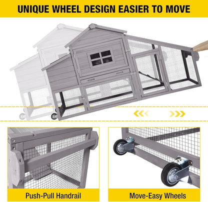 Aivituvin Chicken Coop Mobile Hen Coop, Large Poultry Cage with Wheels Outdoor Backyard Chicken