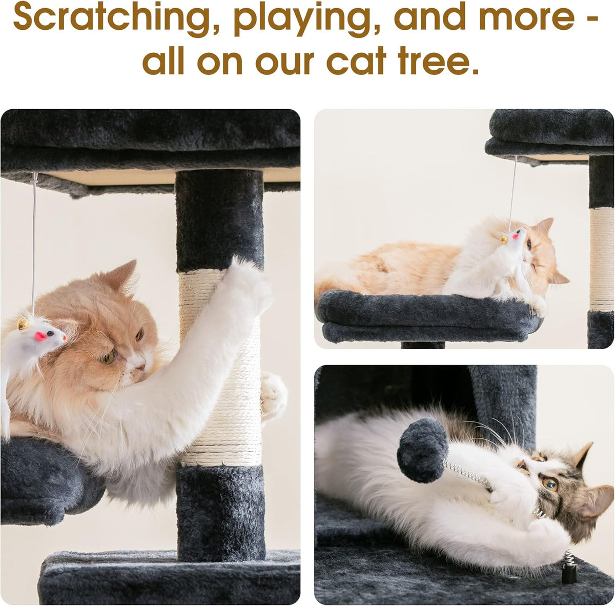 MWPO 70.1-Inch Large Cat Tree, Multi-Level Tall Cat Tower for Indoor Cats, Plush Cat Condo with Big