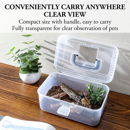 MyGift 9.5 x 6 Inch Clear Portable Insect Reptile Terrarium Tank with Black Carrying Handle