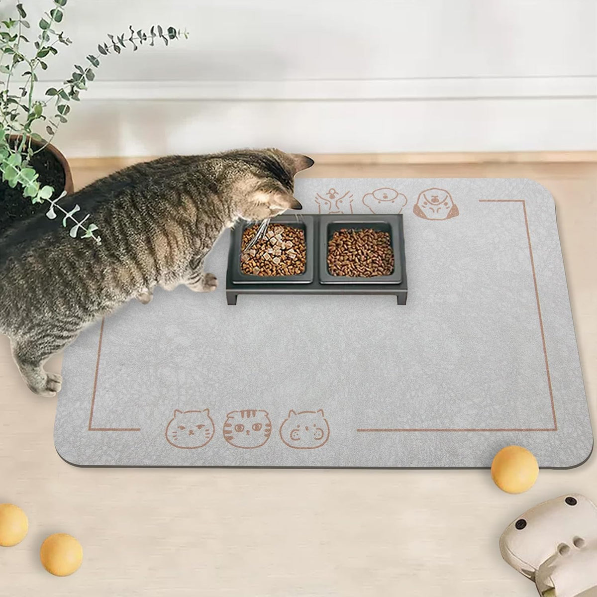 YCT Cat Pet Food Mat - Non-Slip Bottom Absorbent Quick Dry Feeding Mat for Dogs and Cats - Pet