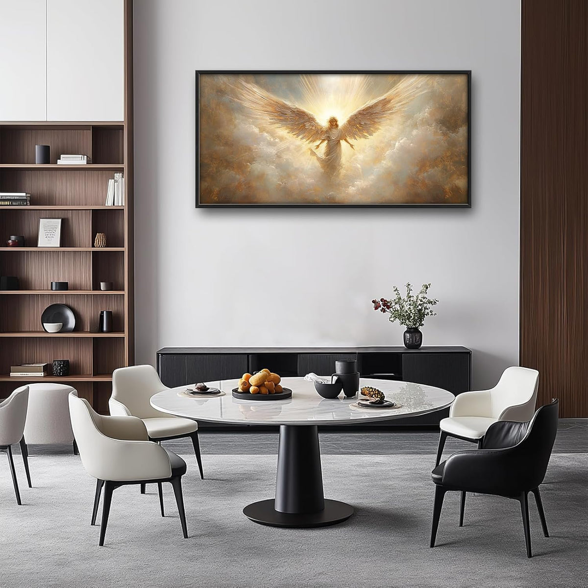 Large Angel Wall Art for Living Room, Framed Oversized Angel Wing Wall Decor Fantasy Sky Clouds