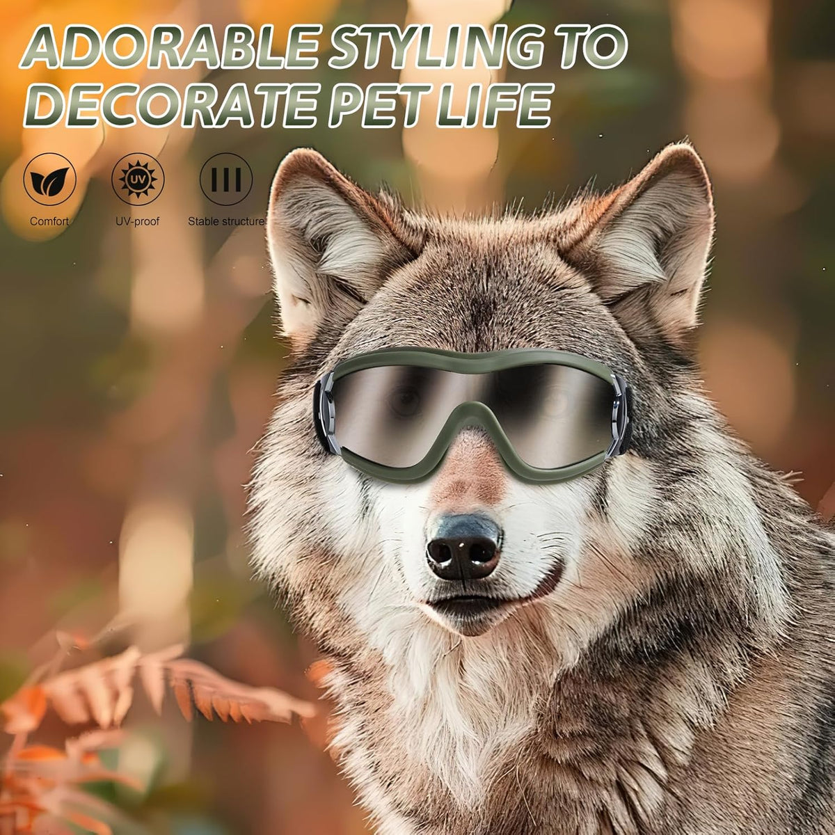 NVTED Dog Sunglasses Goggles, UV Wind Dust Fog Protection Pet Glasses Eye Wear Protection with