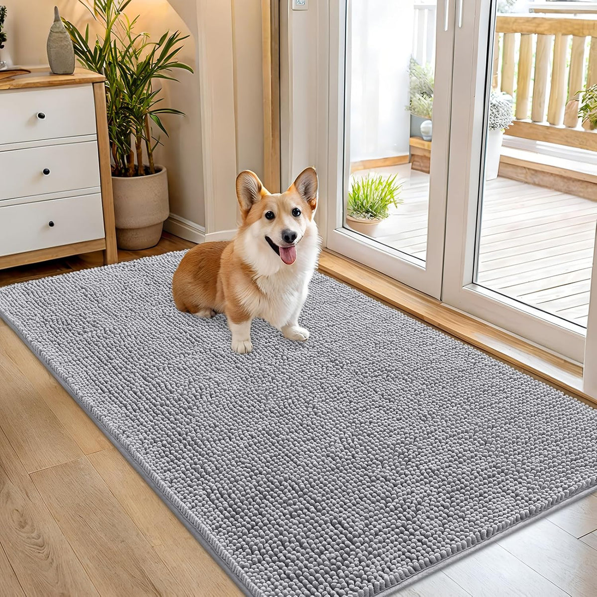 OLANLY Dog Door Mat for Muddy Paws 54x32, Absorbs Moisture and Dirt, Absorbent Non-Slip Washable