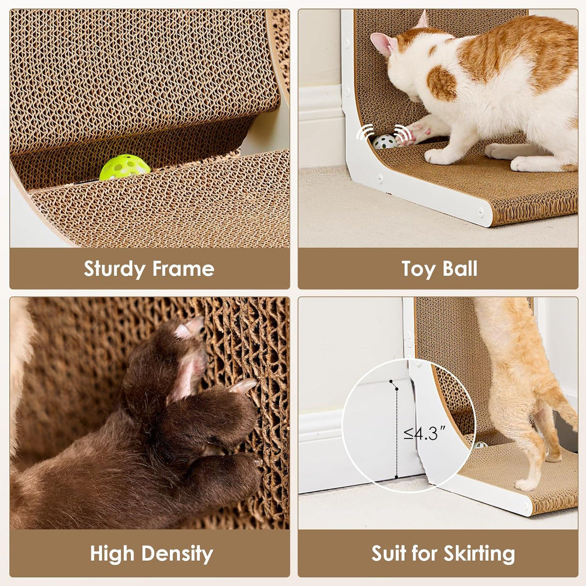EHEYCIGA Cardboard Cat Scratcher for Indoor Kitten Cats, 19 Inch L Shaped Vertical Cat Scratching