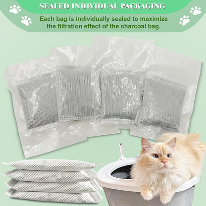 Unscented Cat Litter Box Deodorizer Kit Stick-On Activated Carbon Odor Eliminators Compatible with