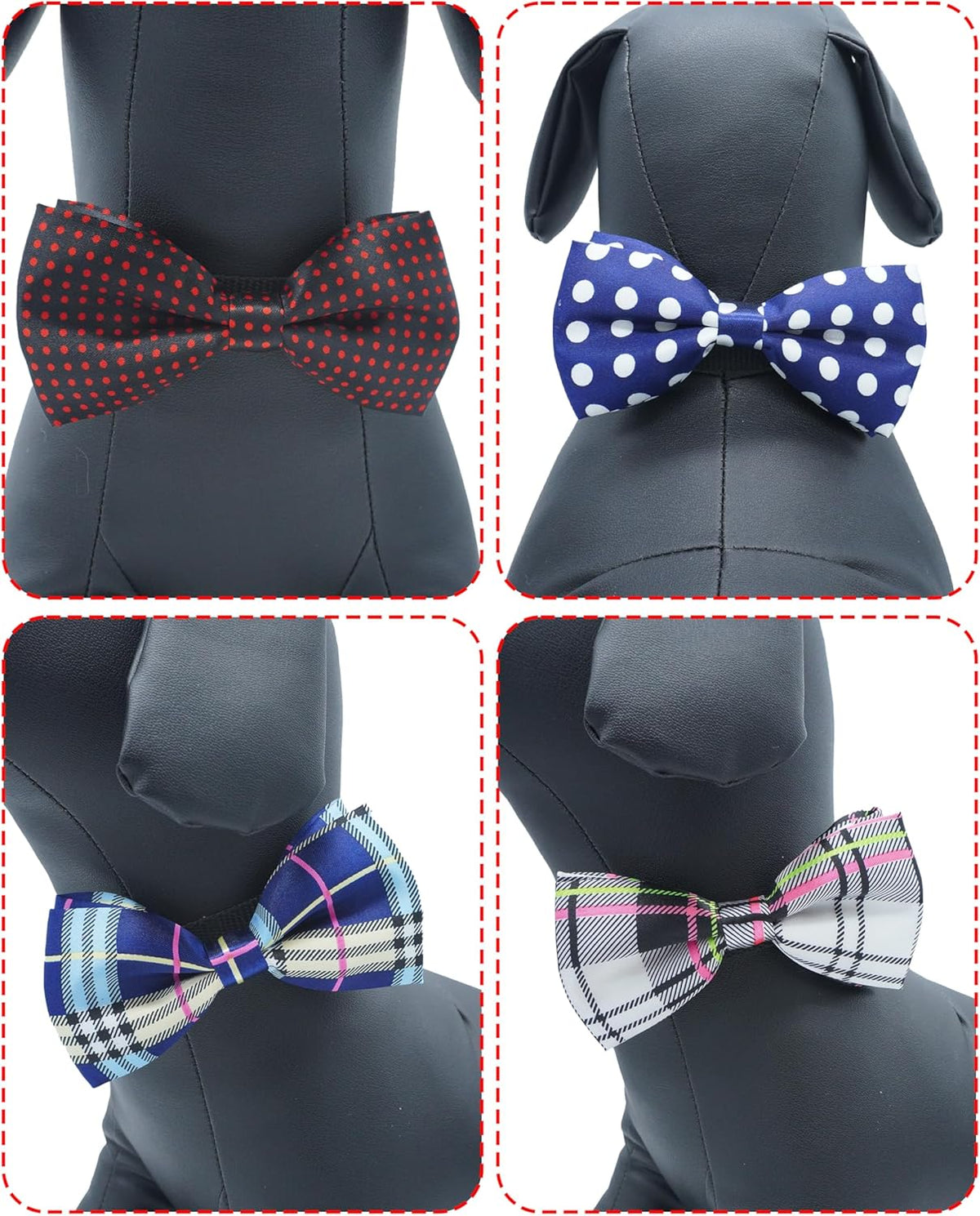 PET SHOW 10 Pack Pet Big Dogs Collar Embellishment Attachment Bow Ties for Medium Large Dogs Collar